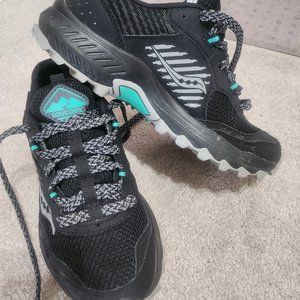 Saucony Alll-Round Trail Runners, Size 6, Black, Gray & Green